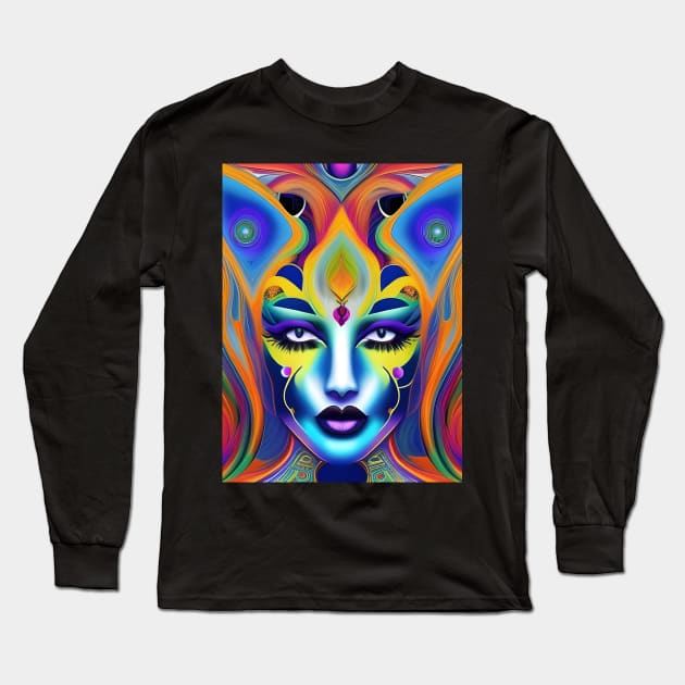 Catgirl DMTfied (6) - Trippy Psychedelic Art Long Sleeve T-Shirt by TheThirdEye